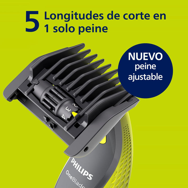 Philips OneBlade verfügt über einen 5-in-1 verstellbaren Kamm, Trimmer, Rasierer und Elektrorasierer