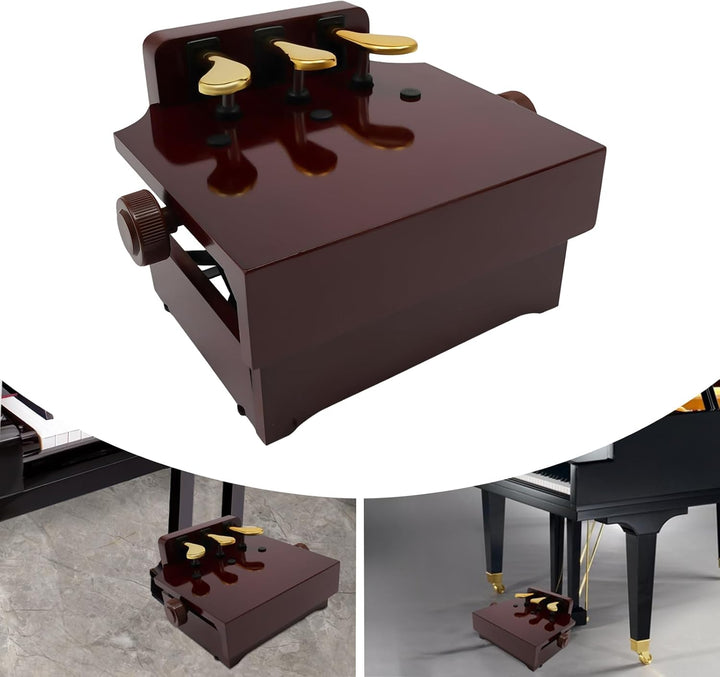 Klavierpedal-Verlängerungsbank Höhenverstellbar 14-21cm Klavier Pedal Extender Bank mit 3 Pedalen fü