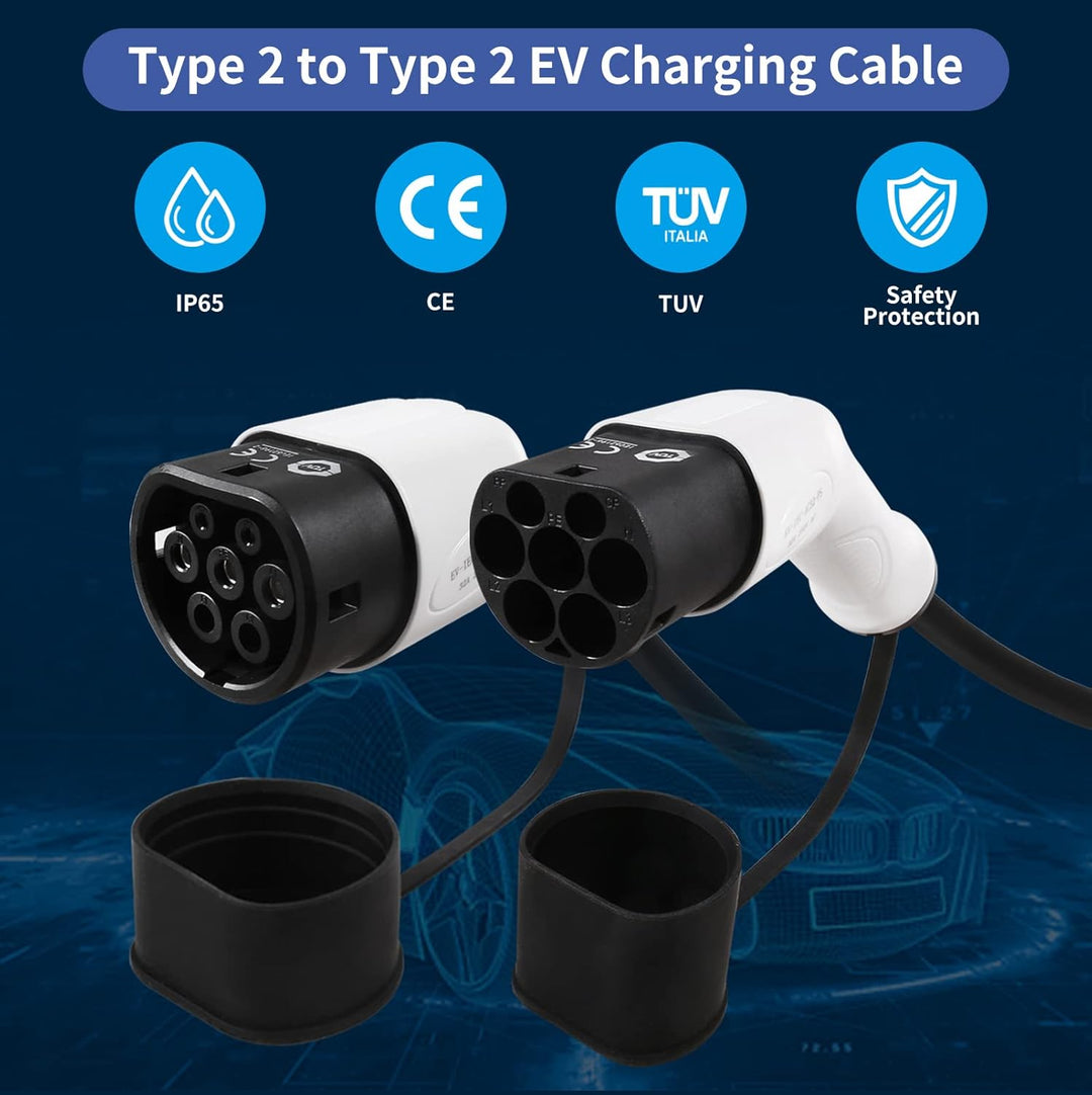 Typ 2 Ladekabel 7.2kW 1-Phasig 32A, 5m Mode 3 Ladekabel Typ 2 auf Typ 2 für alle Elektrofahrzeuge/PH