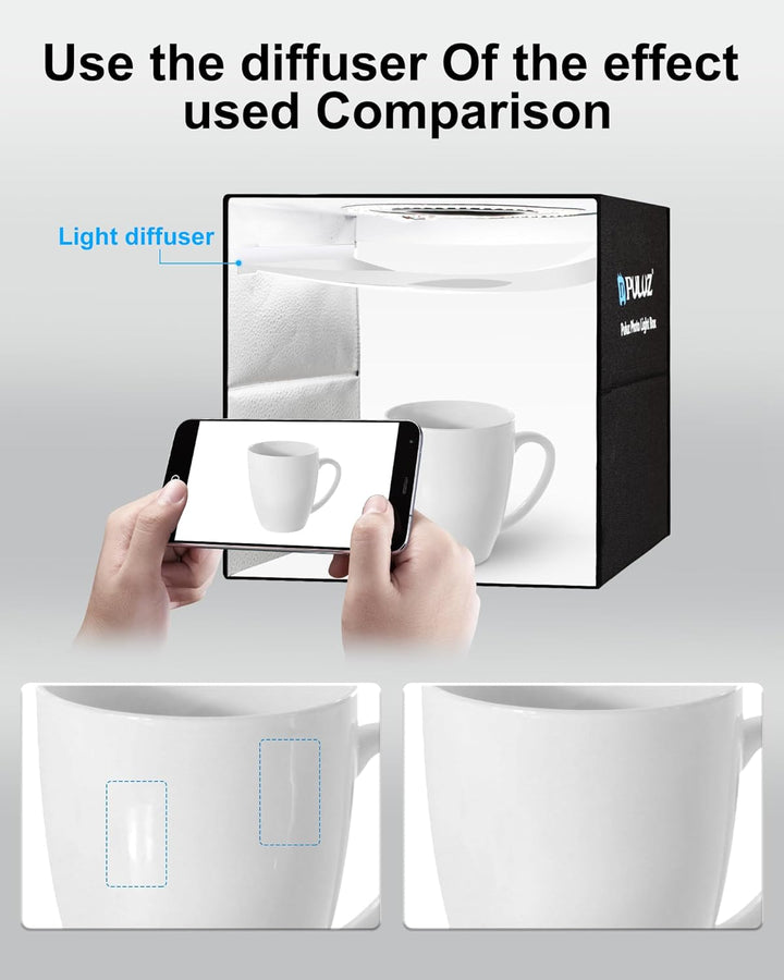 PULUZ Light Box Fotografie, 12 "x 12" professionelles dimmbares Schiesszelt-Kit mit CRI > 95 weisse