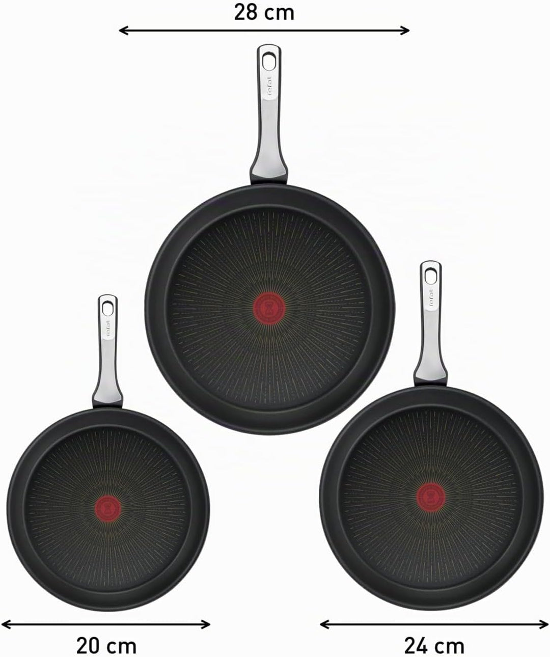 Tefal G25991 Unlimited On Pfannenset 3-teilig | mit kratzfester Titanium Antihaft-Beschichtung | The