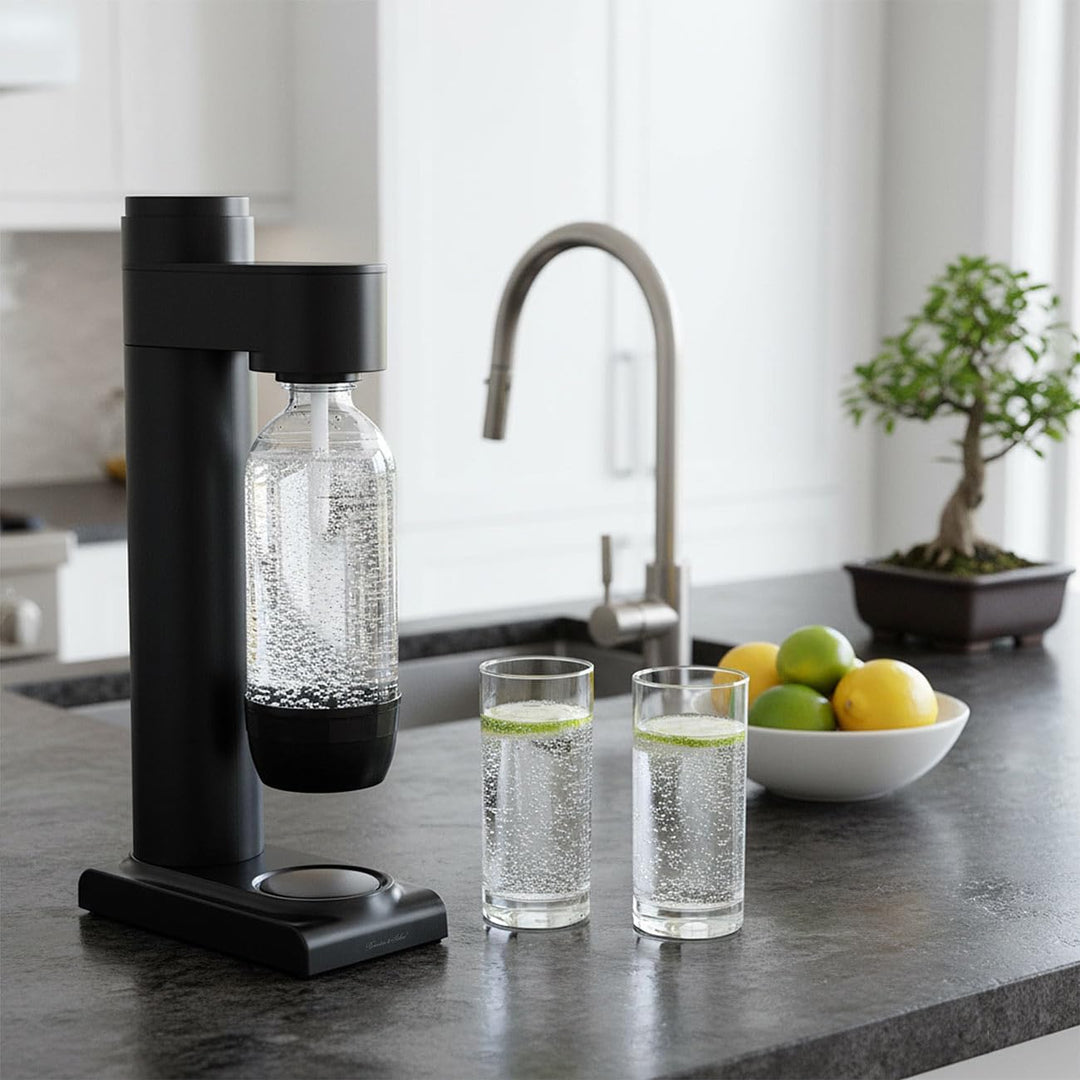 Rosenstein & Söhne kompakte Wassersprudler: Soda-Wassersprudler mit 5 1-Liter-Flaschen, Soda-Stream-