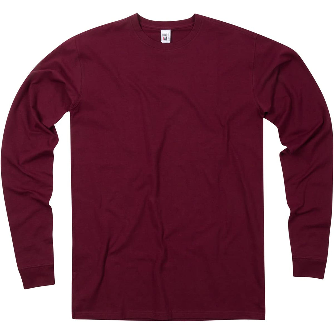 Have It Tall Mens Stretch Cotton Long Sleeve T-Shirt, Herren Long-Shirt Langarm Baumwolle Stretch M