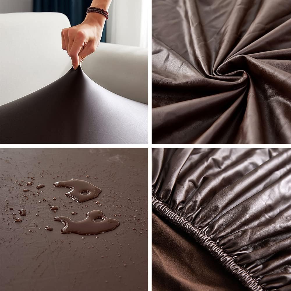 Stuhlhussen 6er/4er PU Leder Stuhlbezug wasserdichte Stretch Esszimmer Stuhlüberzug Stretch Stuhl Hu