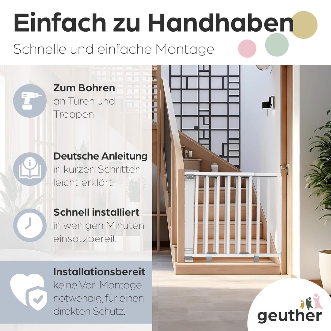 Geuther 2734 schwenkbares Türschutzgitter Passung: 86 cm - 133 cm Schutzgitter zum Bohren extra hohe