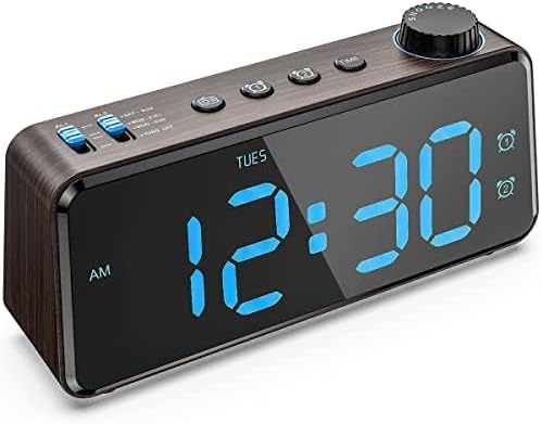 ANJANK Digitaler Radiowecker - 0-100% Dimmbares,Doppelwecker mit Wochentags/Wochenend, USB-Ladegerät
