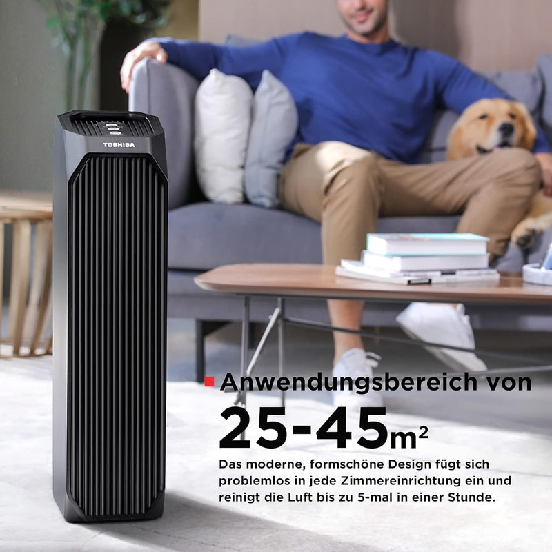 ToshibaLuftreiniger CAF-Z45FR 3-in-1 Air Purifier mit H13 HEPA-Filter, CADR 228m³/h, Aktivkohlefilte