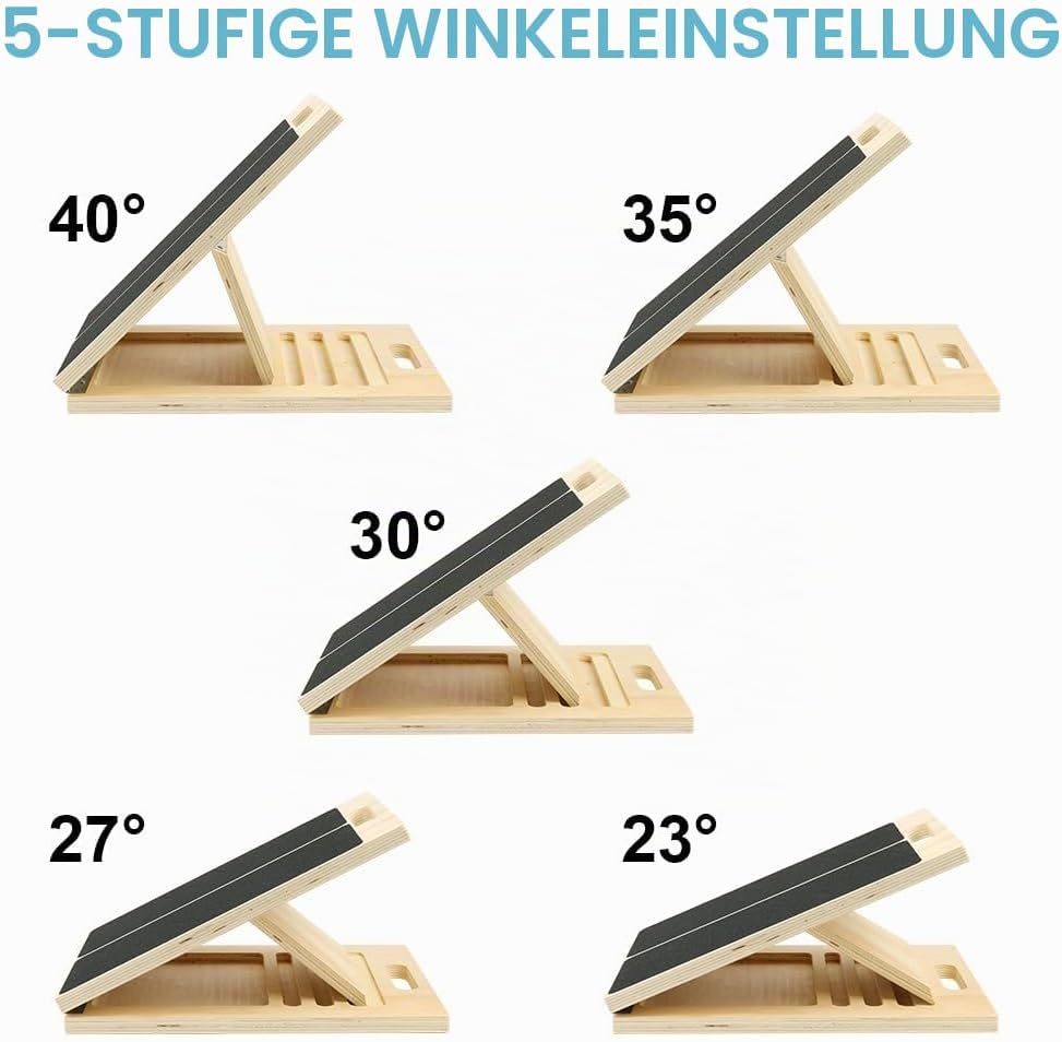 Tragbares Schrägbrett aus Holz, Wadendehner Balance Board, Klappbares Slant Board mit Einstellbarem