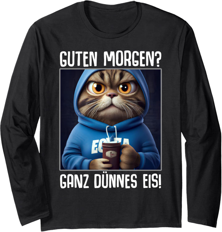 Kaffee Morgenmuffel Mitarbeiter Spruch Lustig Katze Geschenk Langarmshirt