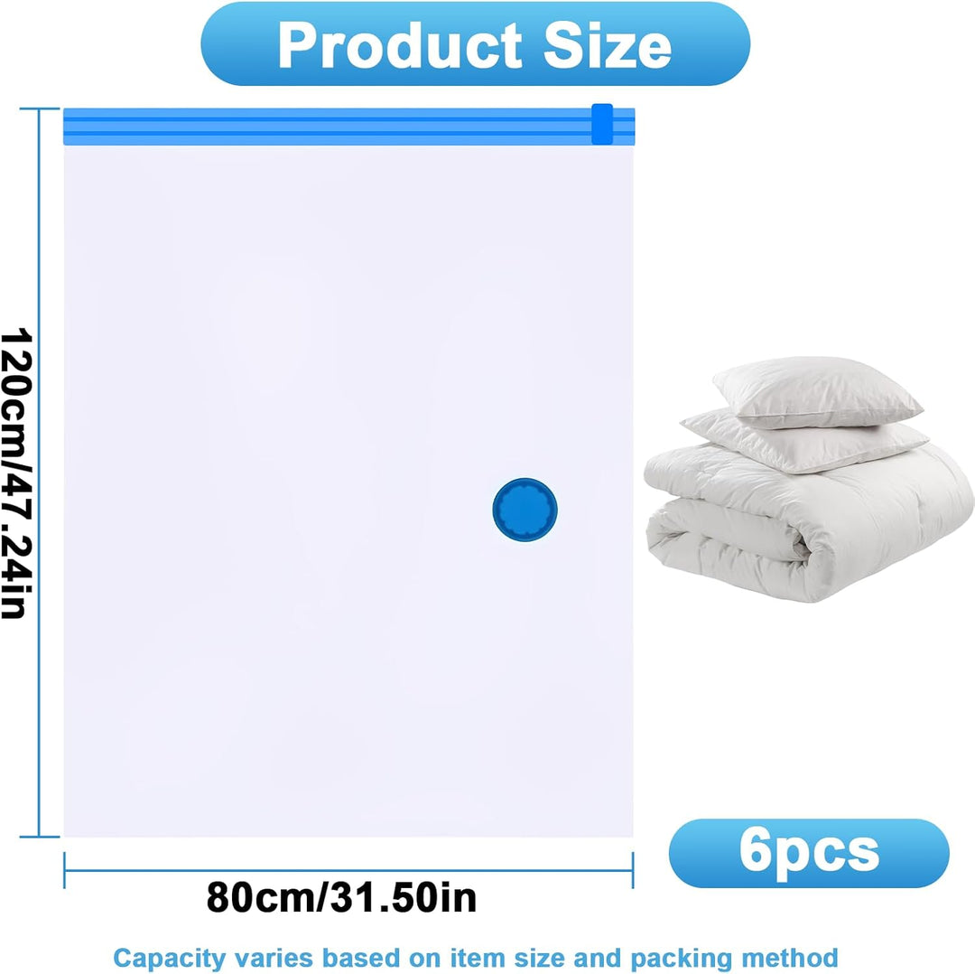 6 Stück Vakuumbeutel für Bettdecken 120 x 80 cm Wiederverwendbare Vakuumbeutel für Kleidung Gross St