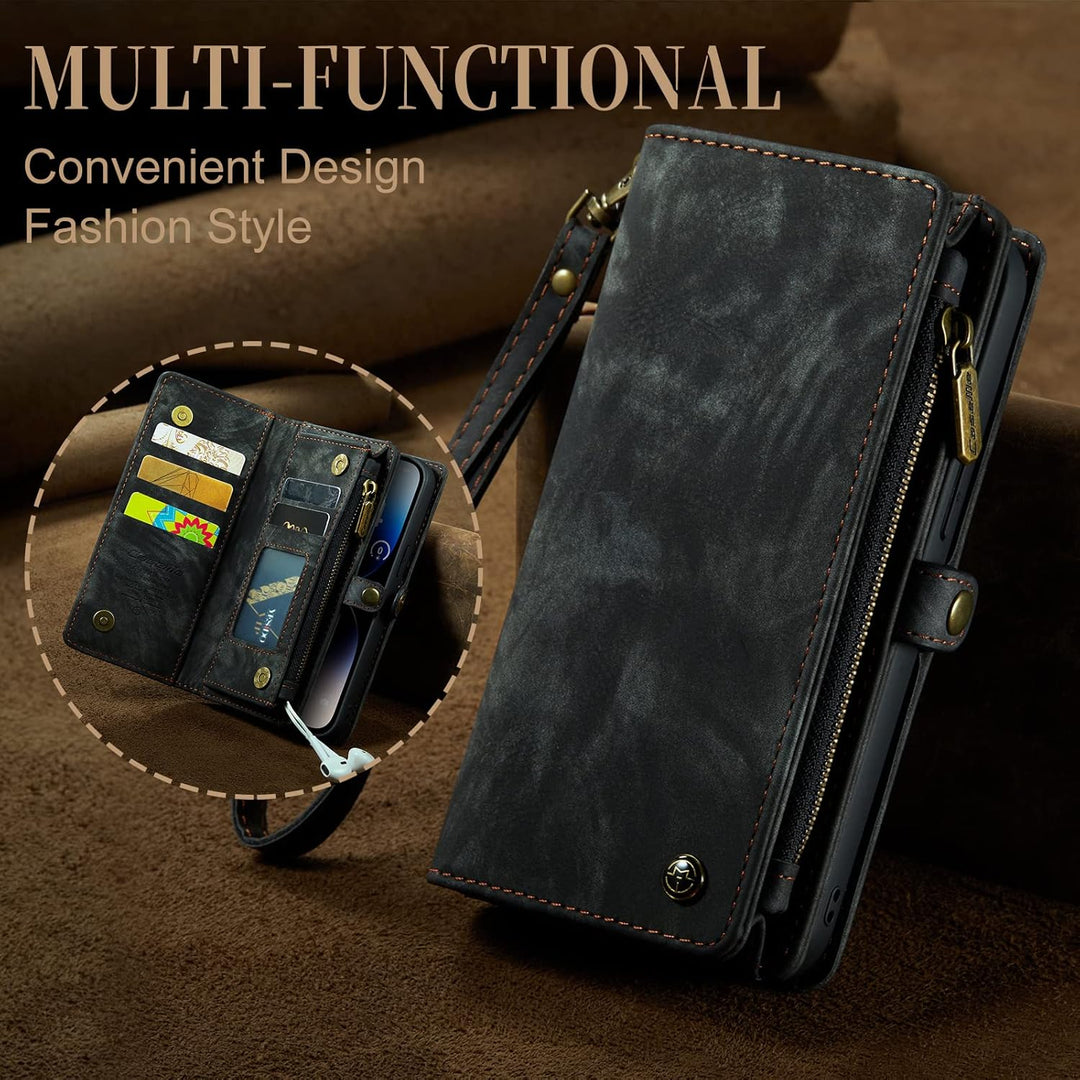 UFinetech iPhone 14 Pro Max Hülle, Flip Leder TPU Stossfest Kartenfach Tasche Handyhülle iPhone 14 P