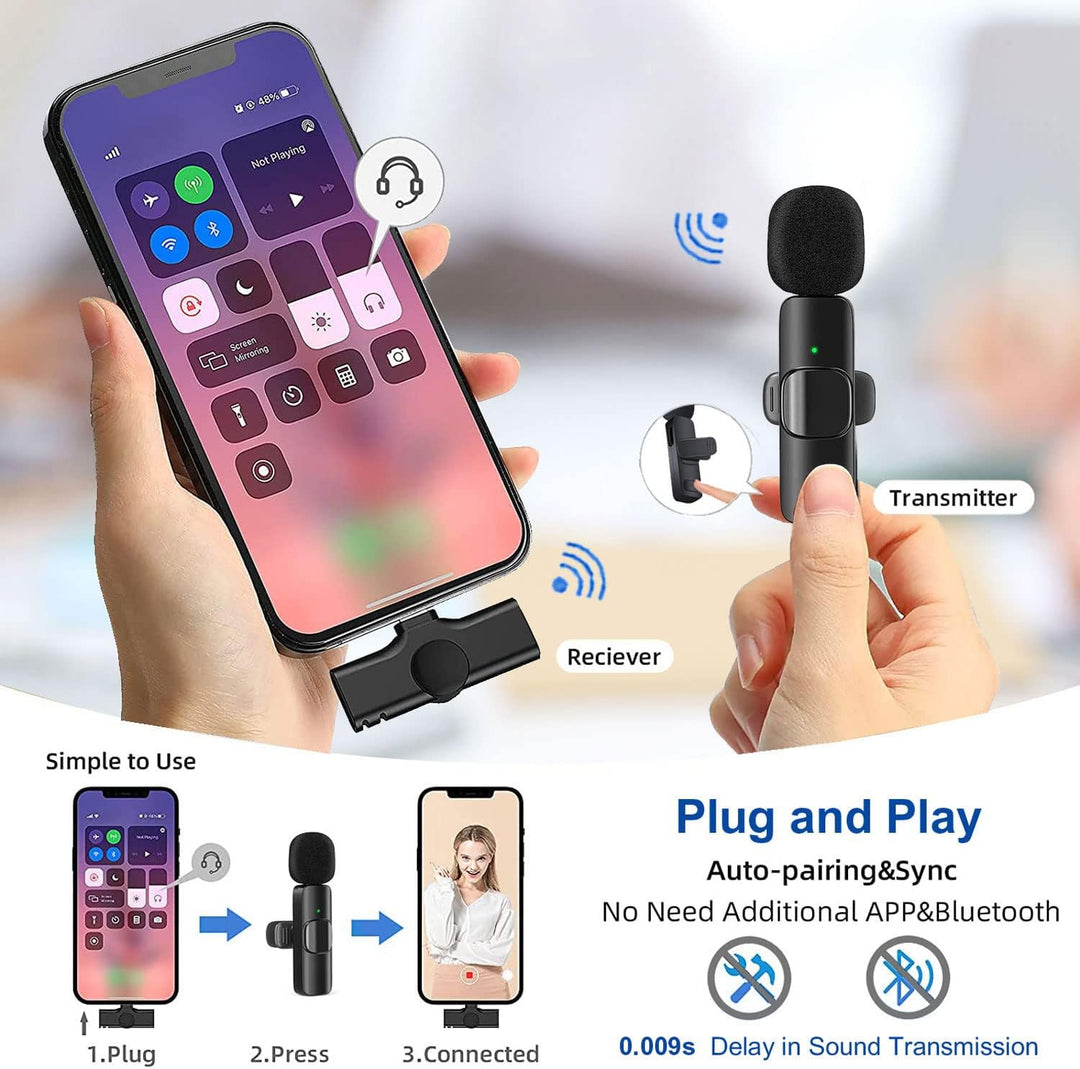 Handy Mikrofon für iPhone/iPad/Android/Laptop, Plug-Play Lavalier Mikrofon Wireless Microphone Anste