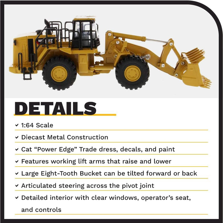 Diecast Masters Caterpillar Radlader 988H, detailgetreues CAT Baufahrzeug in Displayfenster-Box, Mas