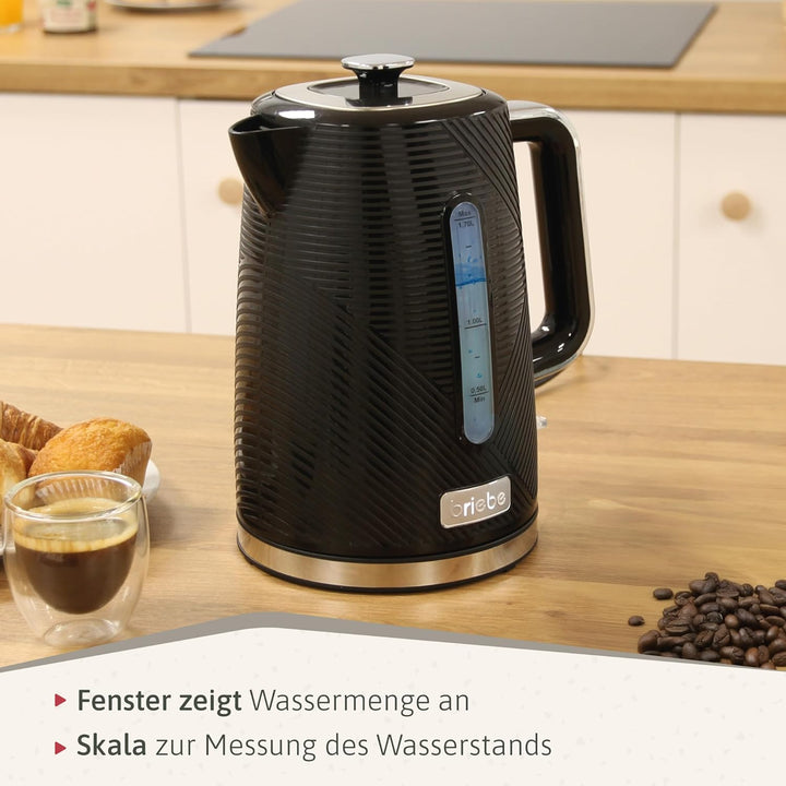 briebe Elegance Wasserkocher 1,7L Elektrischer Teekocher 2200W Schnell Aufheizender, BPA-frei, 360°