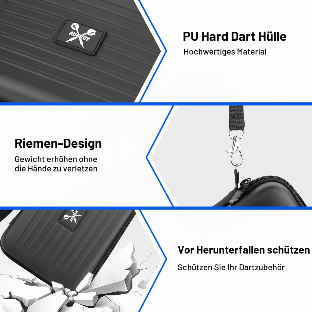 Darttasche, Dart Tasche für Stahl- oder Softtip-Darts, Platz für 12 komplett montierte Darts und Zub
