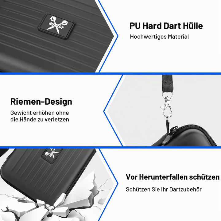 Darttasche, Dart Tasche für Stahl- oder Softtip-Darts, Platz für 12 komplett montierte Darts und Zub