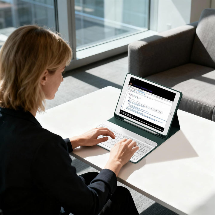 Tastatur Hülle für iPad 10.2 Zoll (9/8/ 7 Generation - 2021/2020/2019), Schutzhülle mit TPU Rückscha