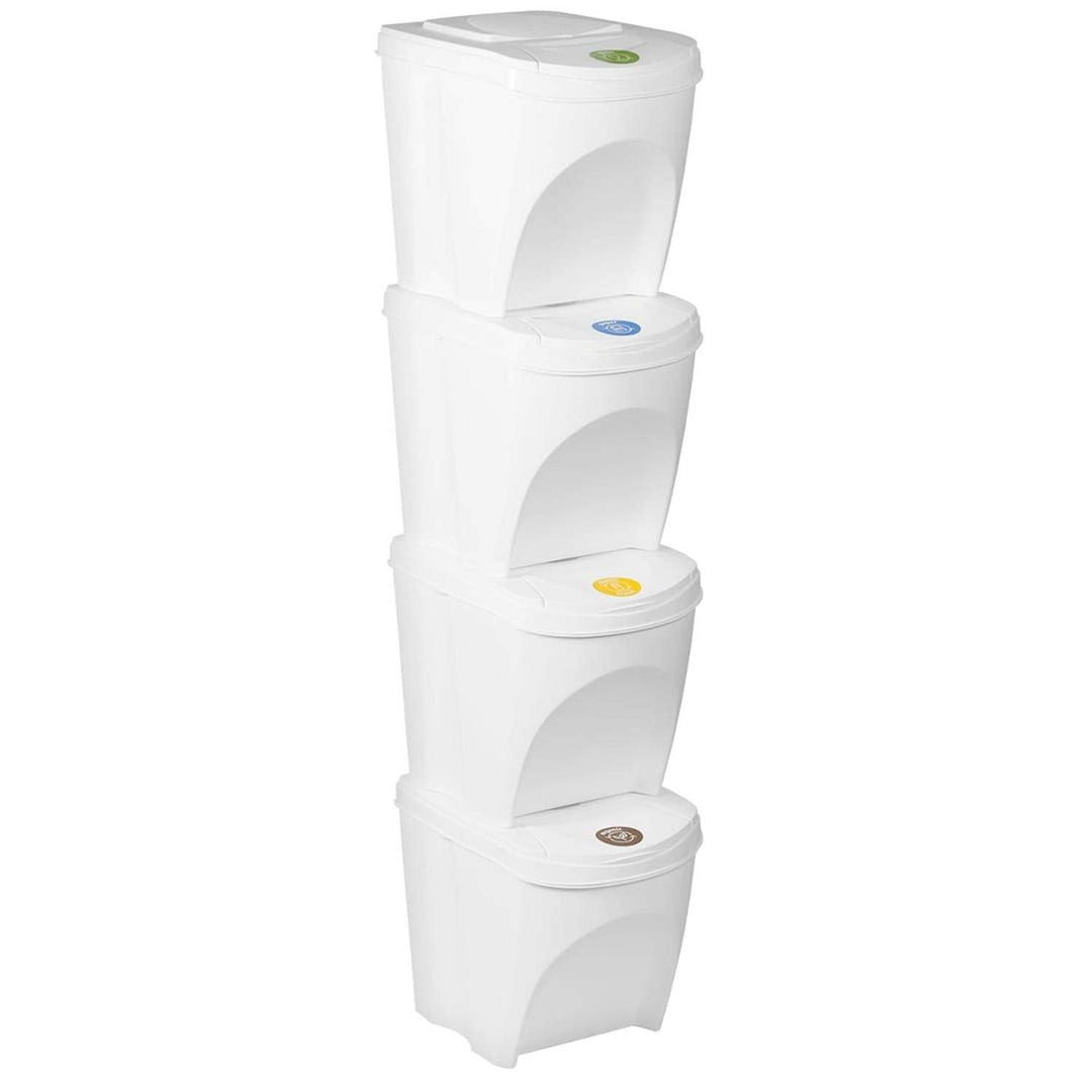 Sortibox 4er Set Mülleimer Abfalleimer Küche (80 Liter 4x25L) Papierkorb Behälter Abfallsammler Müll