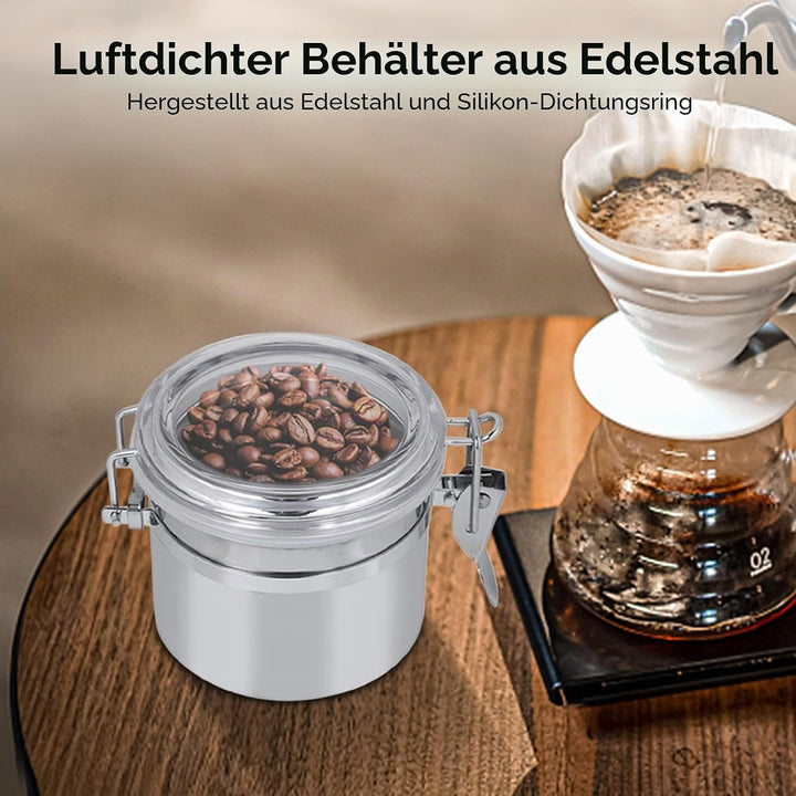 HERCHR Kaffeedose Luftdicht, Teedose Vorratsdose Kaffeebehälter Aus Edelstahl Mit Deckel, Kapazität