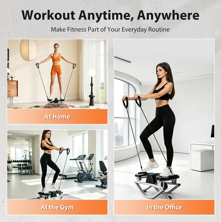 Rock Stepper Maschine, Gym Step Machine, Treppenstepper mit Zähler & elastischen Zugseilen, inklusiv
