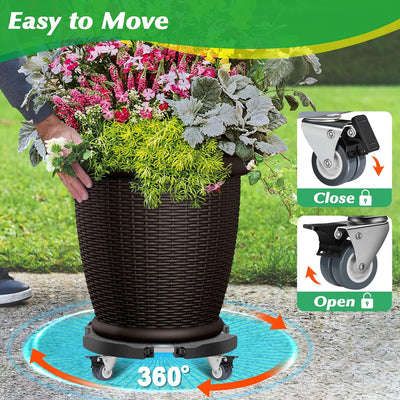 Linkax Pflanzenroller Ø 35-48cm, Rollbrett Pflanzen bis 150 KG, Untersetzer Blumentopf Gross Pflanze