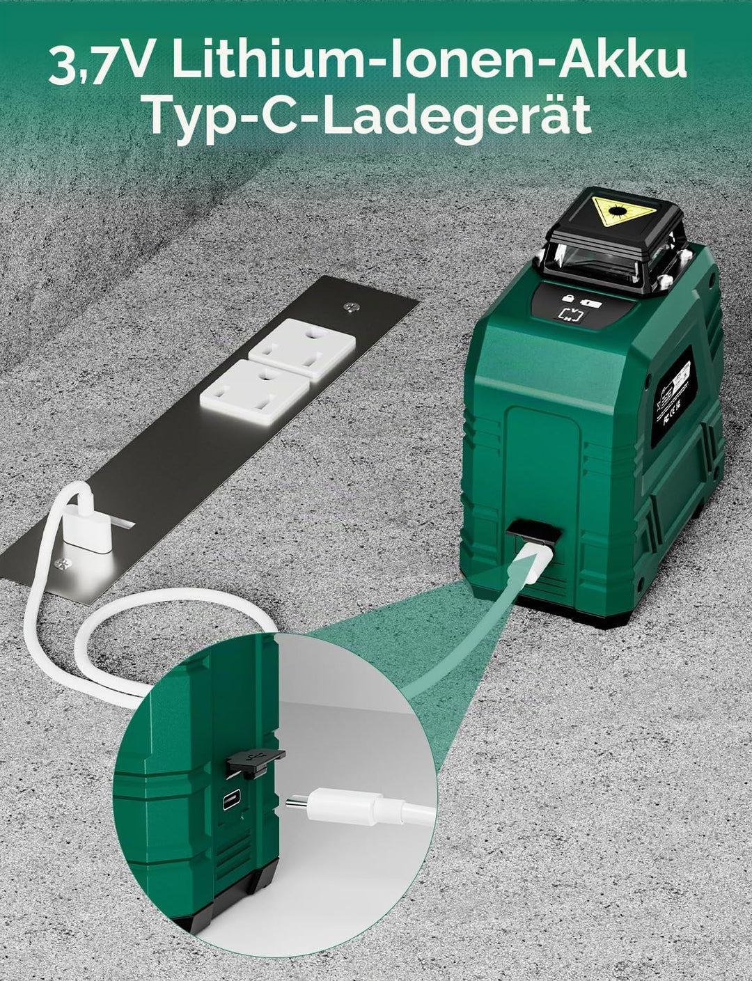 Laser-Wasserwaage mit 1,2m-Stativ, RockSeed 1x360° Horizontal und 1x150° Vertikal Grüner Linie Selbs