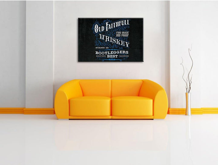 Pixxprint Whiskey Etikett „Old Faithfull“ als Leinwandbild/Grösse: 100x70 cm/Wandbild/Kunstdruck/fer