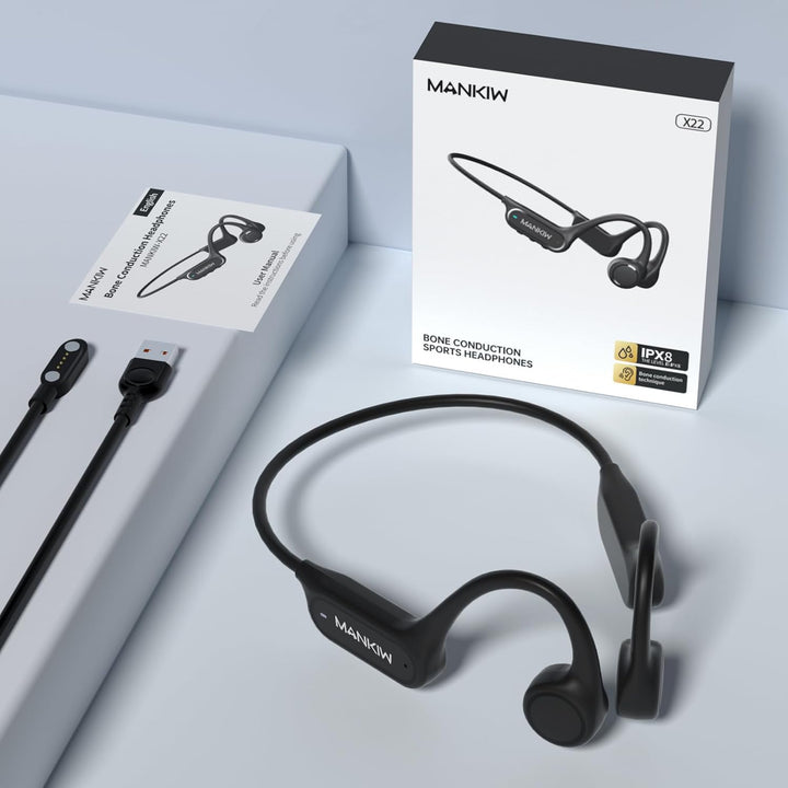 MANKIW Osea Driving Kopfhörer IP68 wasserdicht zum Schwimmen, Open-Ear, kabellose Sport-Kopfhörer Bl