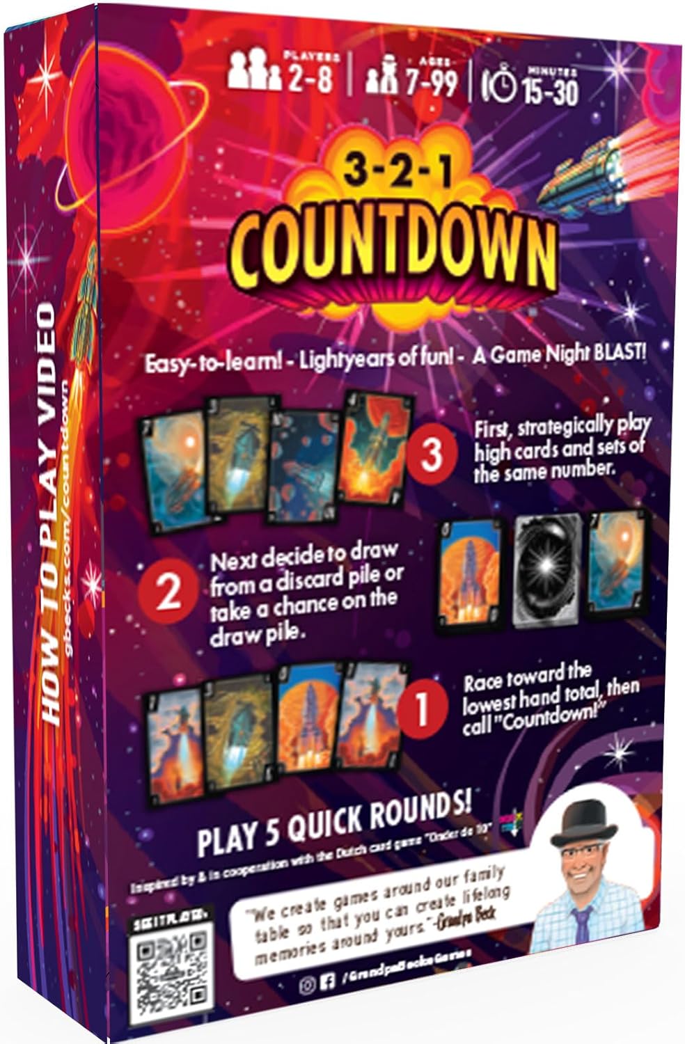 3-2-1 Countdown Board Game by Grandpa Beck’s – Fast-Paced Family Card Game for Game Night – Fun Stra