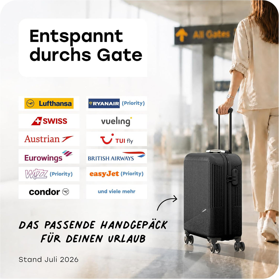 travelite 4-Rad Handgepäck Koffer klein 37 Liter, Gepäck Serie BALI: ABS Hartschalen Trolley erfüllt