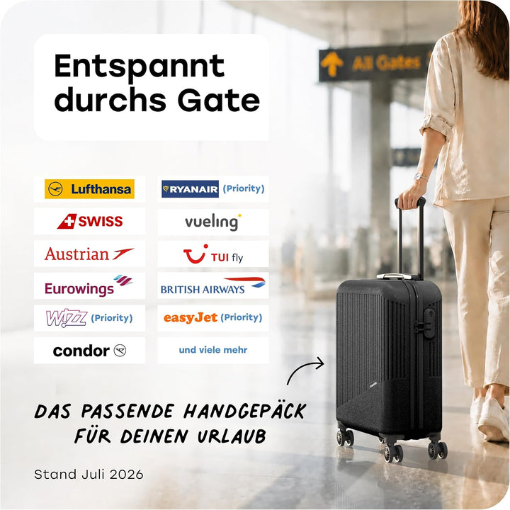 travelite 4-Rad Handgepäck Koffer klein 37 Liter, Gepäck Serie BALI: ABS Hartschalen Trolley erfüllt