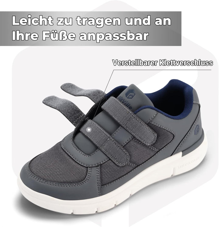 FitVille Herren Easytop Duo Strap Schuhe V3 Extra Weit Turnschuhe Sneaker 40 EU XX-Weit Grau, 40 EU