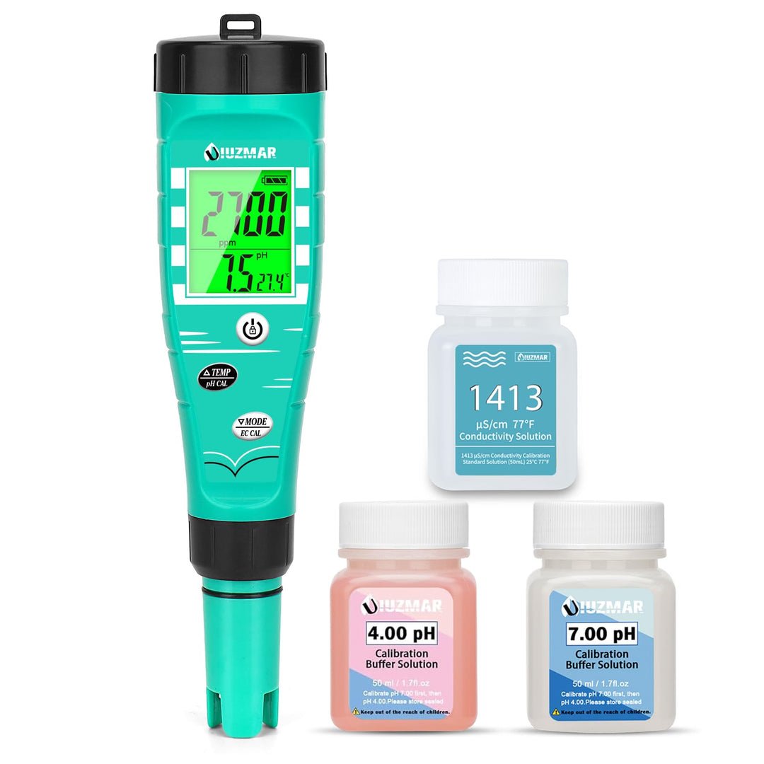 pH Wert Messgerät Hydroponik, pH EC Messgerät Grow, PPM pH Messer für Wasser Hydroponik, Gleichzeiti