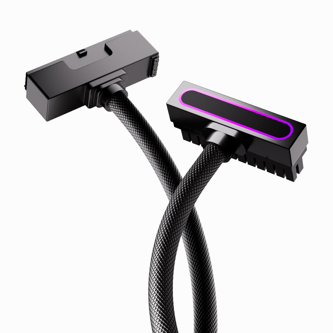 PSU 24Pin Verlängerungskabel,5V 3Pin ARGB SYNC für PC Stromversorgungskabel,18AWG 24Pin ATX für Kabe