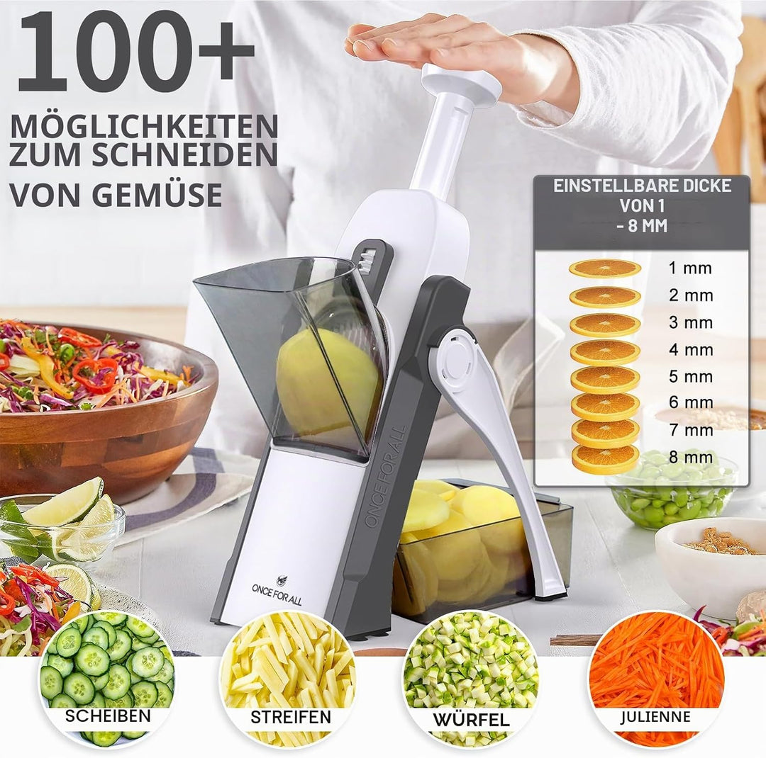 ONCE FOR ALL Gemüseschneider mit Auffangbecken, Gemüsehobel ideal als Pommesschneider &amp; Kartoffelsch