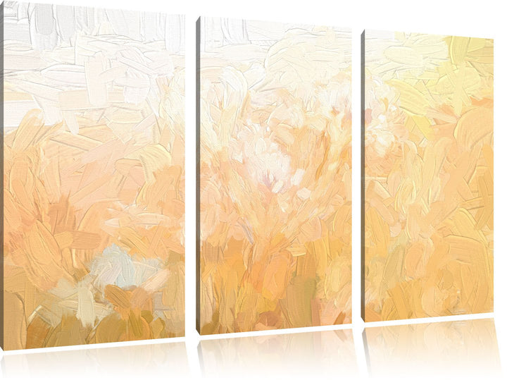 Pixxprint Romantische Blumenwiese als Leinwandbild/Grösse: 3 Teilig (120x80) cm/Wandbild/Kunstdruck/