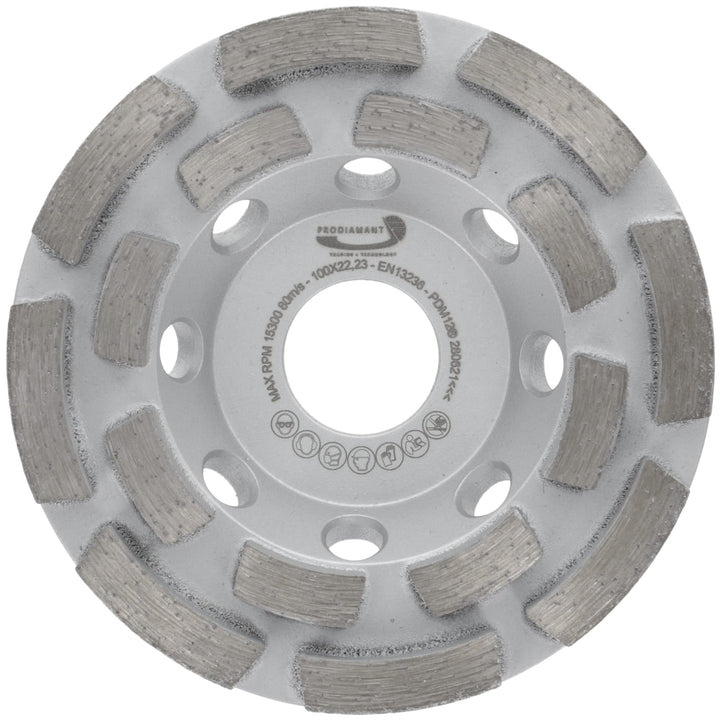 PRODIAMANT Premium Diamant-Schleiftopf Beton universal 100 mm x 22,2 mm Schleifscheibe doppelreihig,