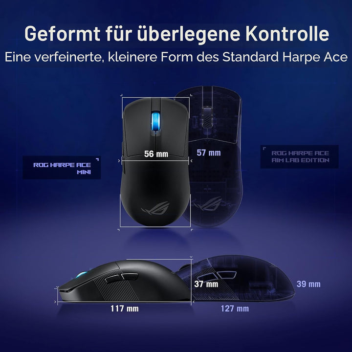 ASUS ROG Harpe Ace Mini ultraleichte E-Sport Gaming Maus (49 Gramm, ROG Micro-Switches, SpeedNova-Wi
