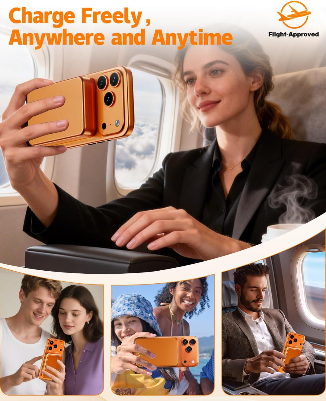 26800mAh Magnetische Powerbank, Mag-Safe-kompatibel, Orange, Orange