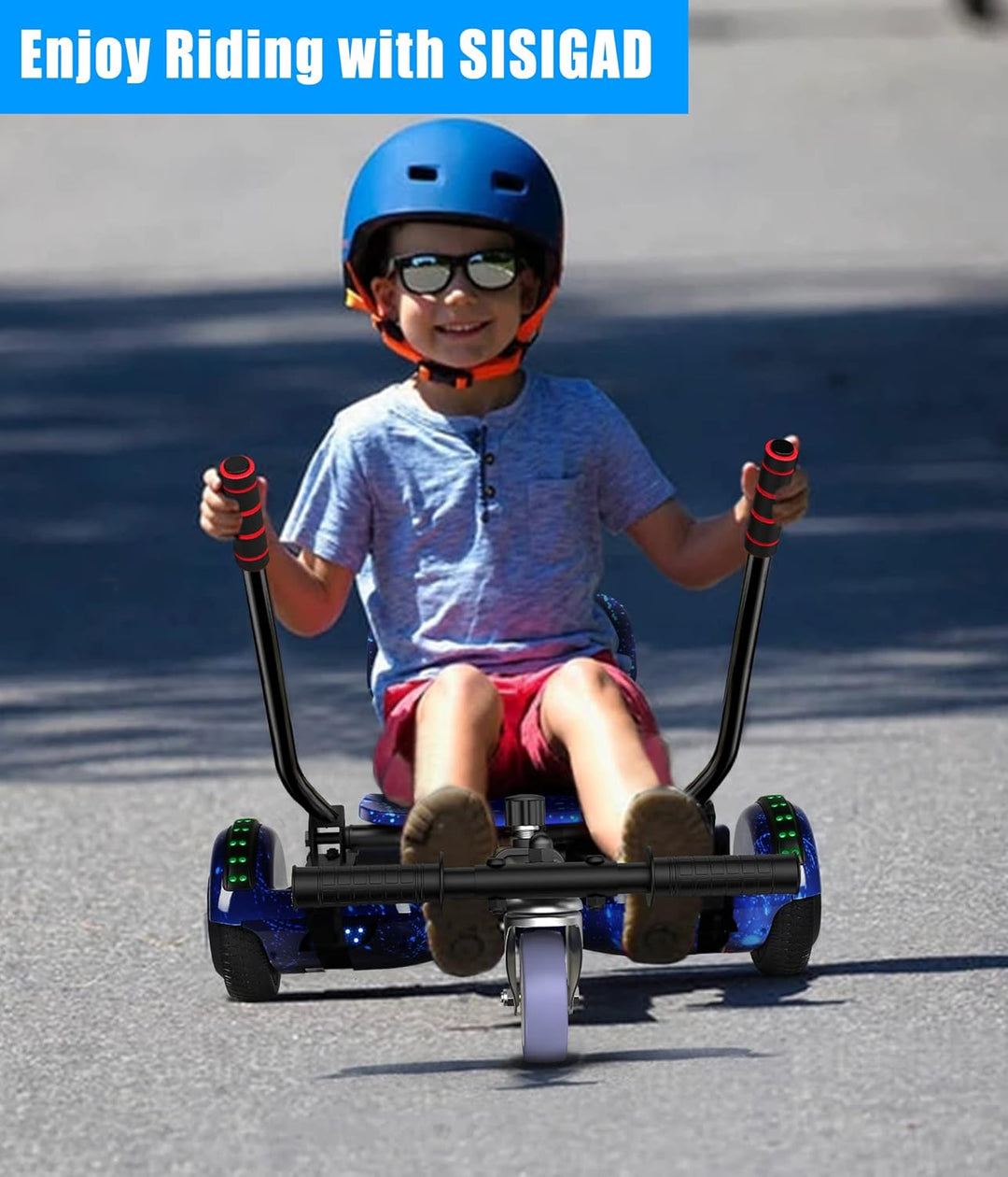 SISIGAD Rollersitz-Befestigung, 16,5 cm, selbstausgleichend, Go-Kart mit Bluetooth und LED-Lichtern,