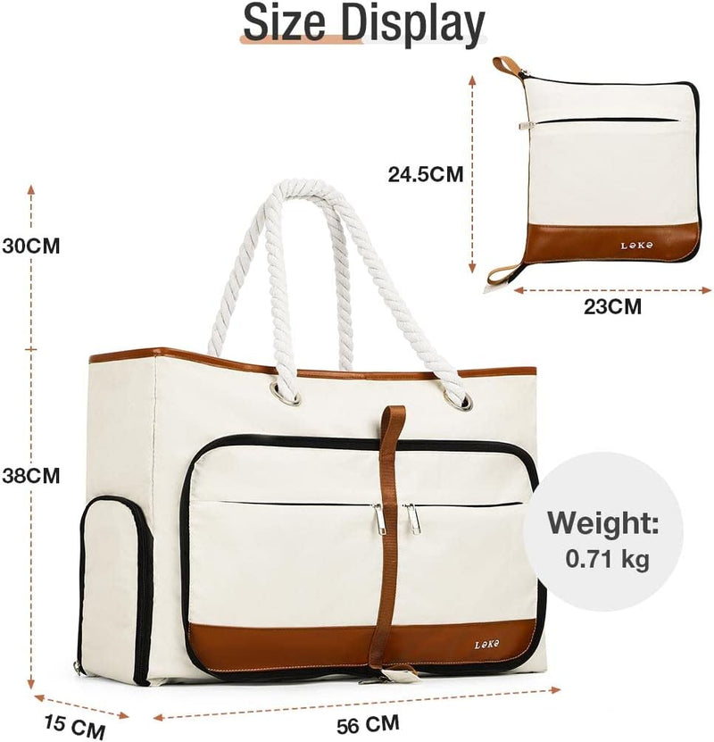 Lekespring Strandtasche Damen Gross mit Reissverschluss, Vielseitiger Damen Shopper Badetasche Sauna