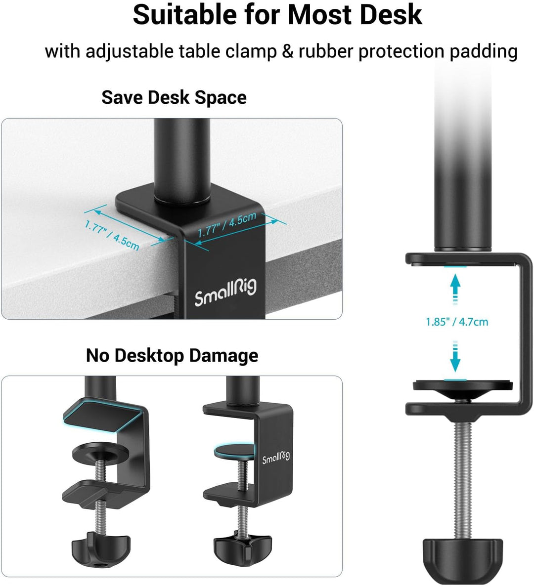 SmallRig Selection Tischklemme Kamera Stativ Lampenstativ mit 360ﾟKugelkopf für Kamera/Ringlicht/Sma