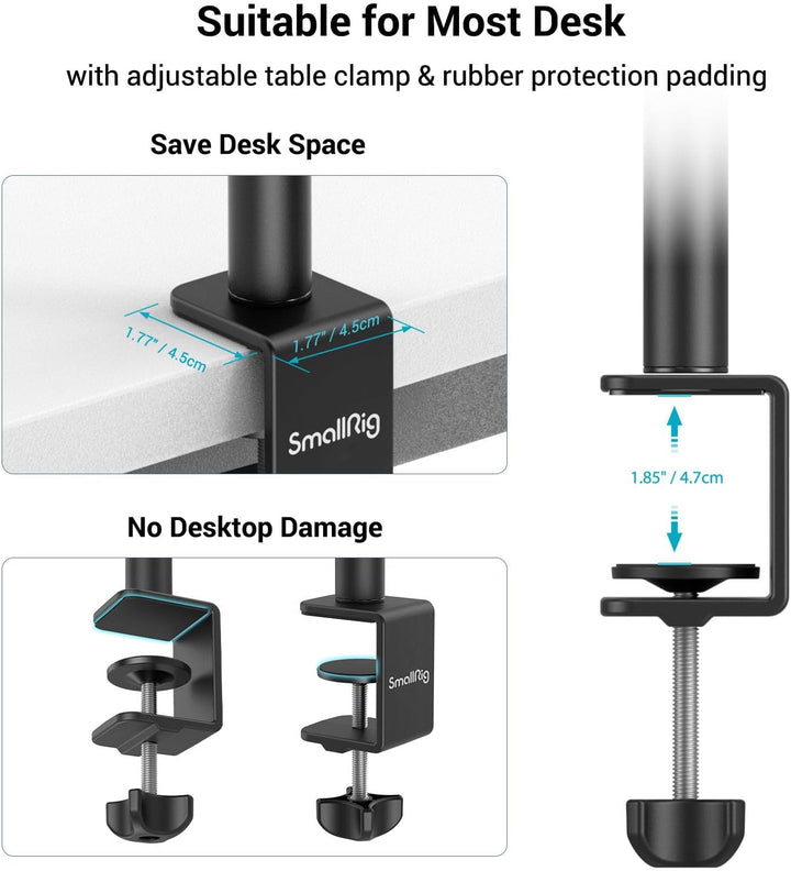 SmallRig Selection Tischklemme Kamera Stativ Lampenstativ mit 360ﾟKugelkopf für Kamera/Ringlicht/Sma