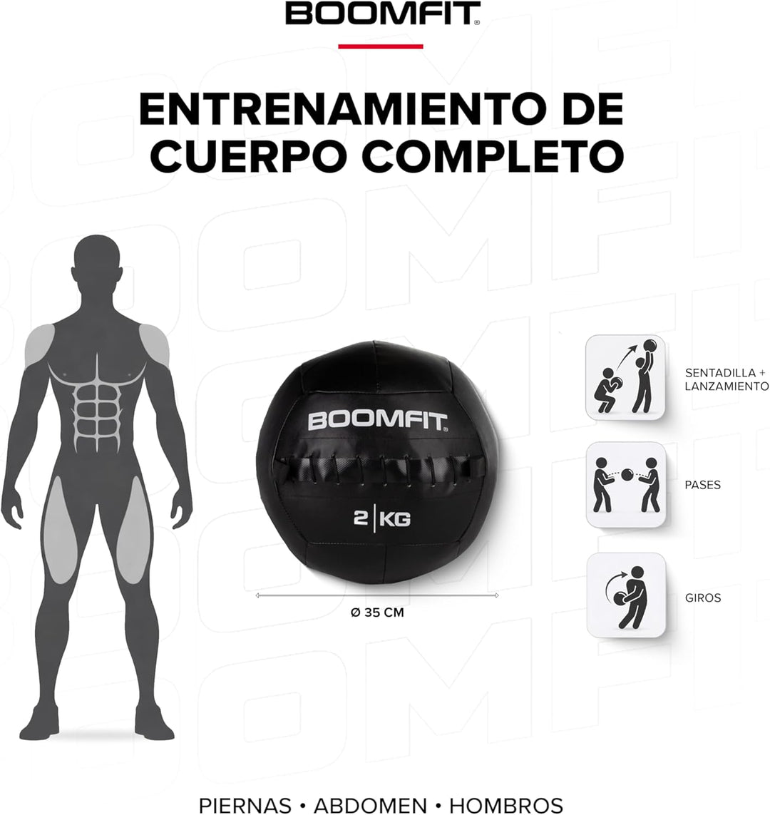BOOMFIT Unisex-Erwachsene Wall Ball 2Kg Wandball, Black, One Size