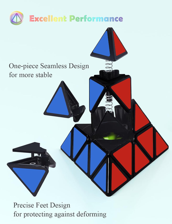 ROXENDA Speed Zauberwürfel Set, 2x2 3x3 4x4 Pyramide Dodekaeder Würfel Magischer Cube Sammlung für K