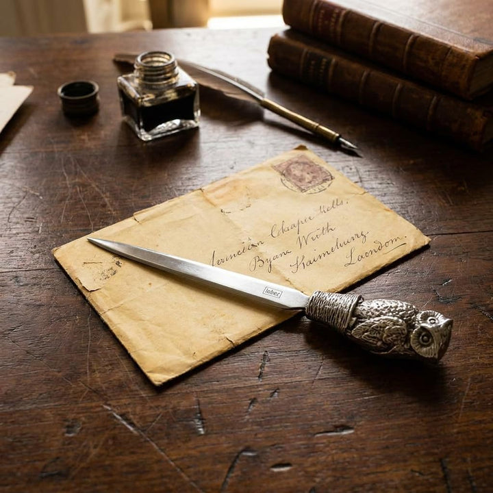 Cavagnini, Eleganter Brieföffner aus Edelstahl und Zinn, inklusive Geschenkbox (Eule) Gufo, Gufo