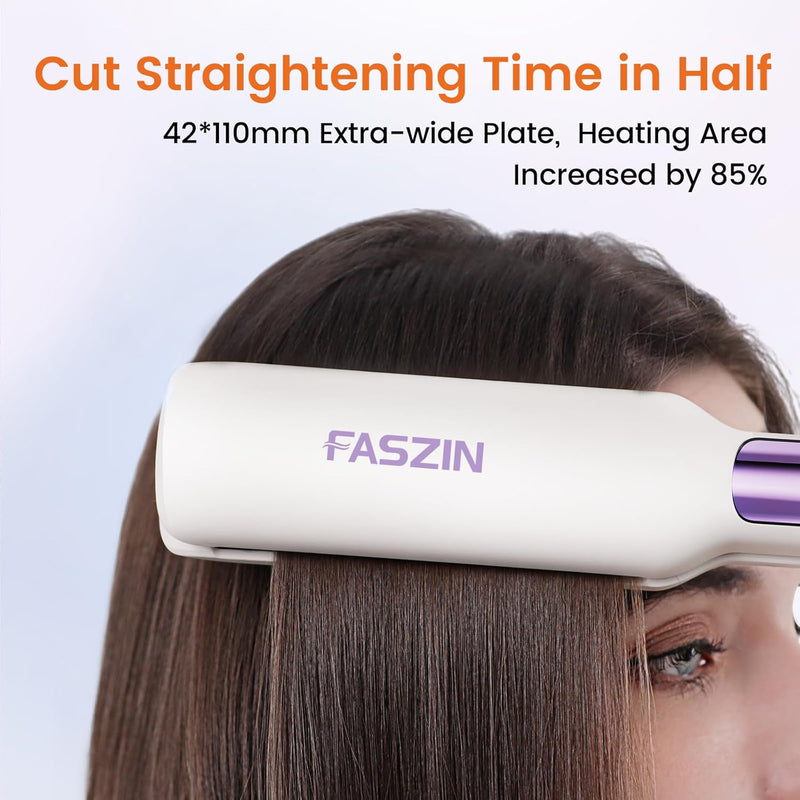 Faszin Professionelles Ionen Glätteisen, 42mm Breite Titanplatten Haarglätter für einen glatten Stil