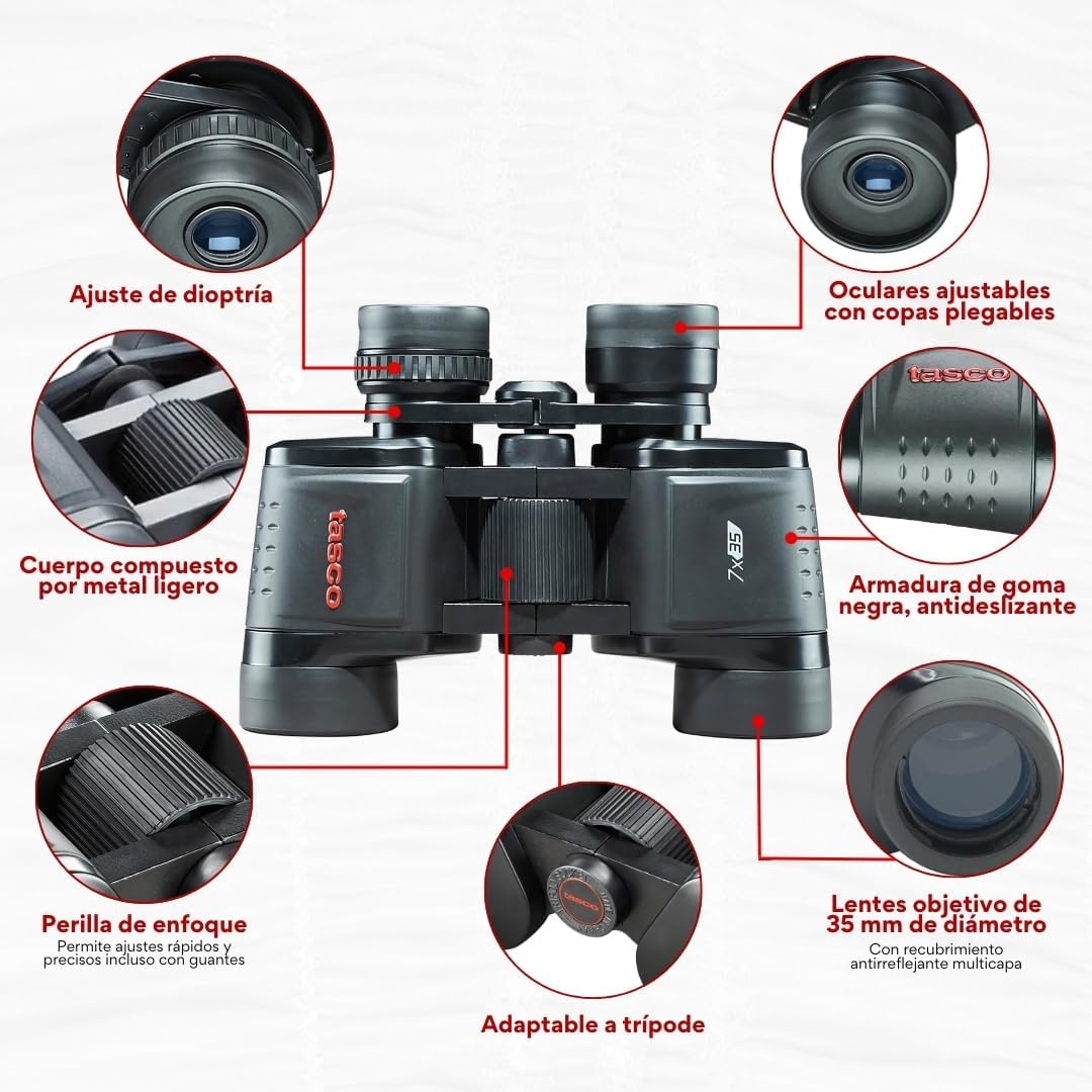 Tasco - 7x35 - Essentials - Porro - Fernglas - Kompakt - Mehrschichtvergütet - 169735