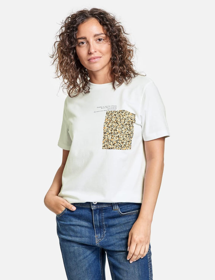 Taifun Damen T-Shirt 38 White Gemustert, 38 White Gemustert