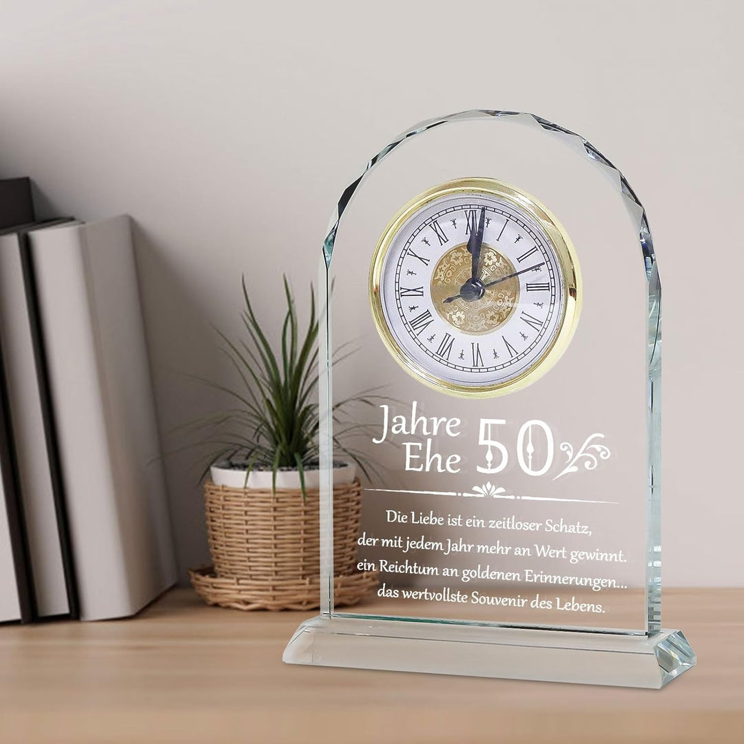 Top-spring Geschenk zum 50. Jahrestag der Hochzeit, Schreibtischuhr als Andenken für Eltern und Gros